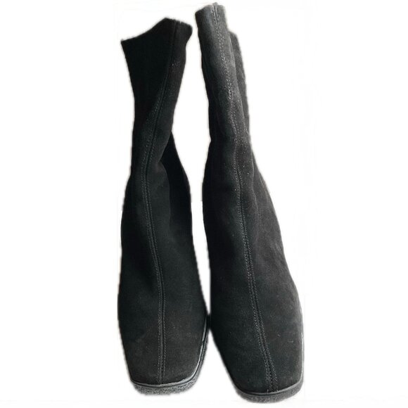 Aquatalia Black Suede Waterproof Black Suede Wedge Heels size 8 New with Box - Picture 5 of 11